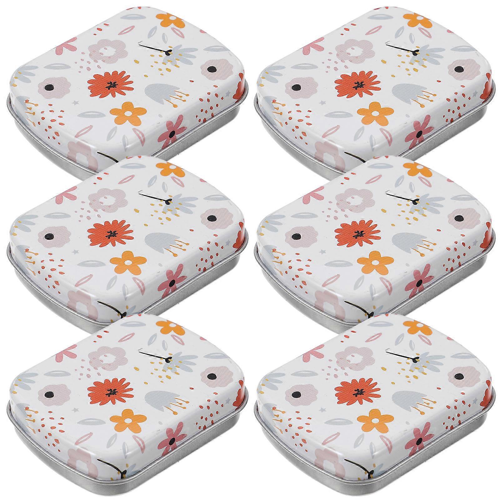 Tinplate Candy Box Prevent Items from Falling Rectangular Shape Sleek Style 6Pcs