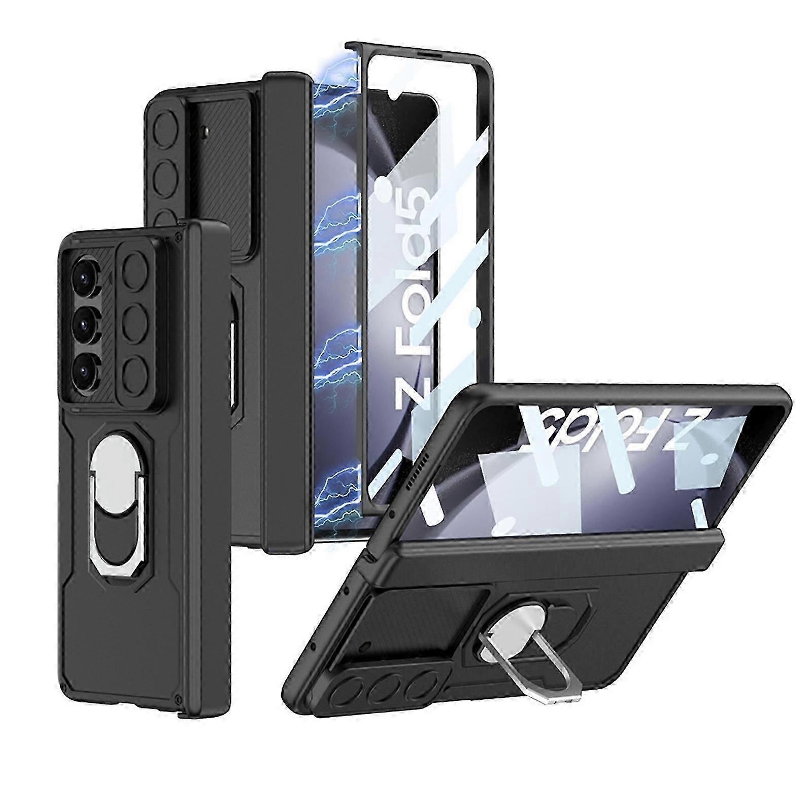 Magnetic Hinge Protection Case Galaxy Z Fold 5 Case, Built-in [Kickstand] [Screen Protector] [Slide Camera Cover], for Samsung Fold 5 Case Cover