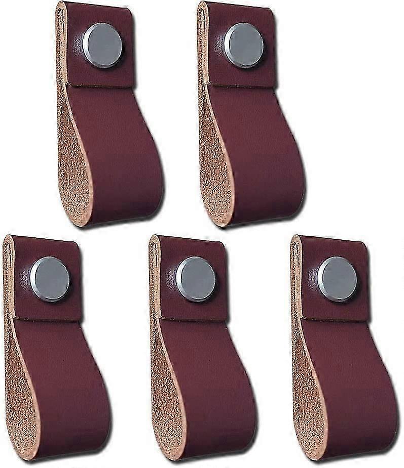 5 Handmade Leather Cabinet Drawer Pulls