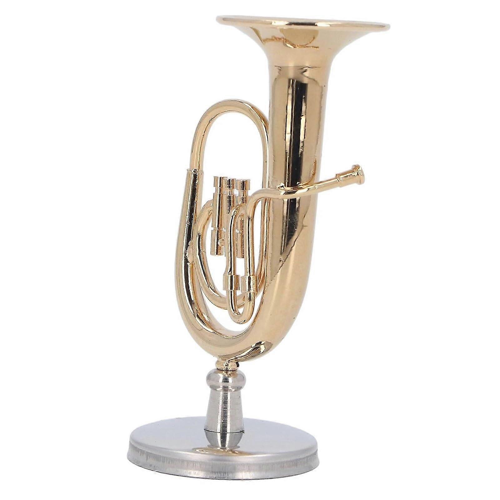 Model Musical Instrument Miniature Tuba Model Brass Gilded Euphonium MiniMiniature Tuba Musical Instrument Models With Base