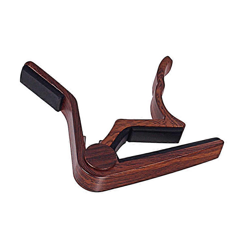 Aluminum Alloy Guitar Capo with Clip Tuner – Durable, Wear Resistant for Acoustic, Electric Guitars, Ukulele, Banjo, Mandolin – Brown Wood Color