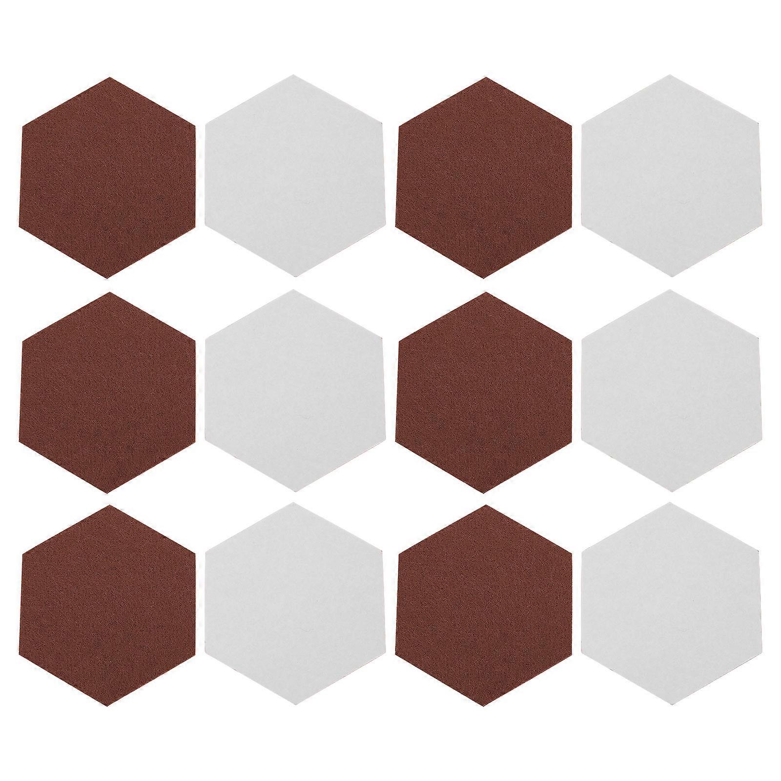 Hexagonal Tack Board Self Adhesive Decorative Board For Living Room Office 4.7×4.7×0.2in Coffee 12Pcs
