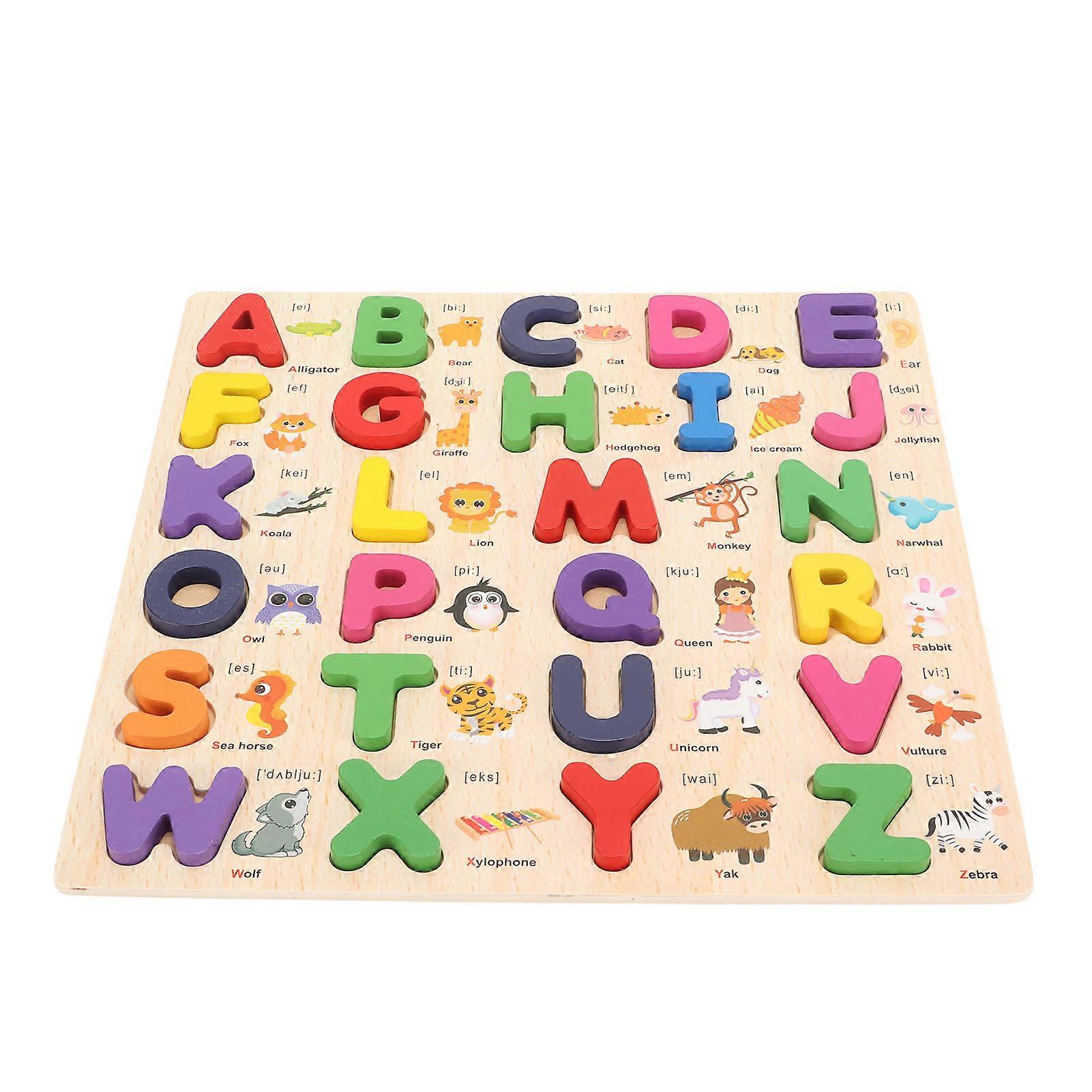 Alphabet Puzzle Wooden Capital Letters Early Learning Cognitive Puzzle Board Intellectual Development Enlightenment Toys 