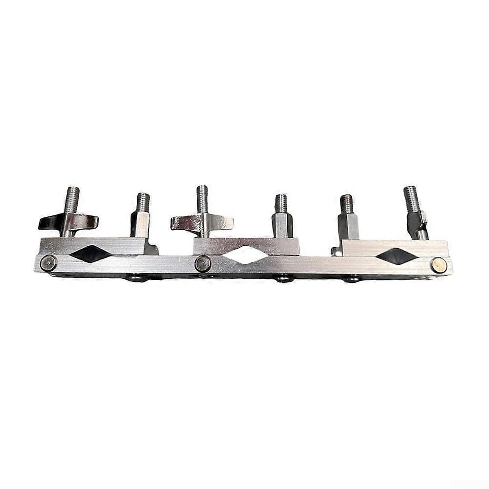 Compact cowbell holder for percussion setup, chrome steel mounting bracket compatible with cymbal stands.