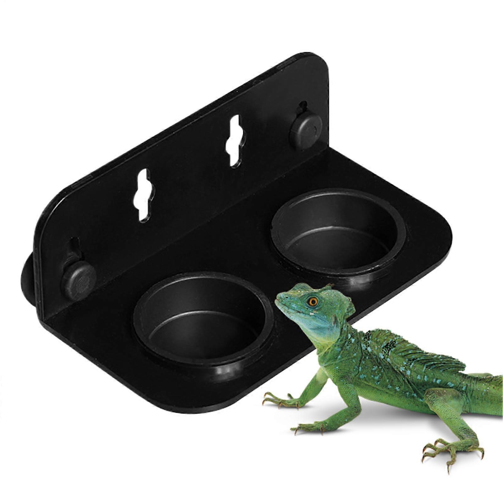 Reptile Feeding Dish - Double Feeding Tray With Suction Cups For Leopard Geckos, Frogs, Hermit Crabs And Chameleons