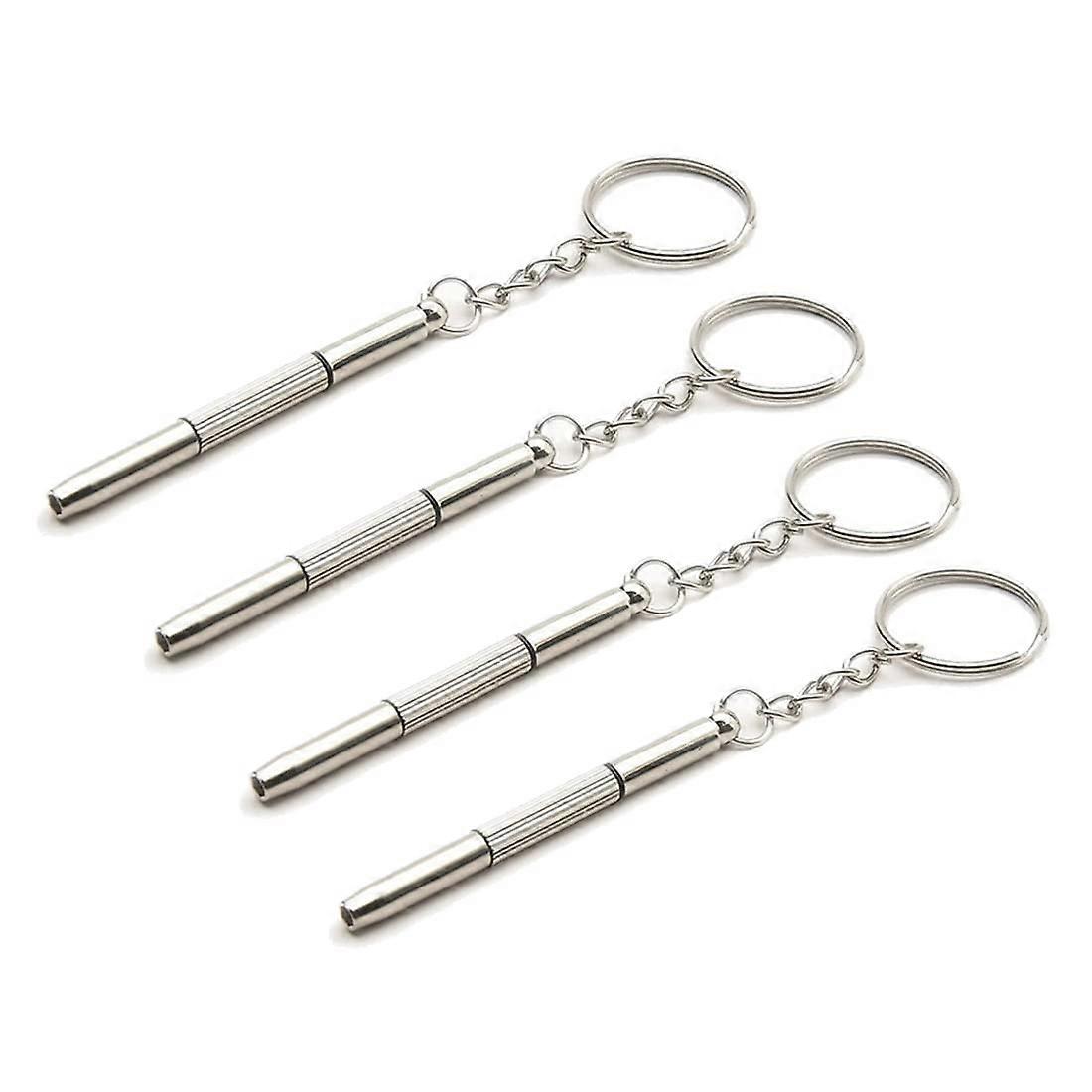 Set of 4 Mini Glasses Screwdriver, 3in1 Precision Set, Keychain Screwdriver