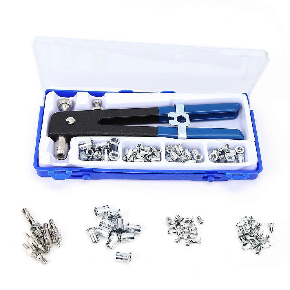 M3-M8 Rivet Nuts Threaded Insert and Rivet Gun Tool Rivnut Nutsert Riveting Kit 106pcs