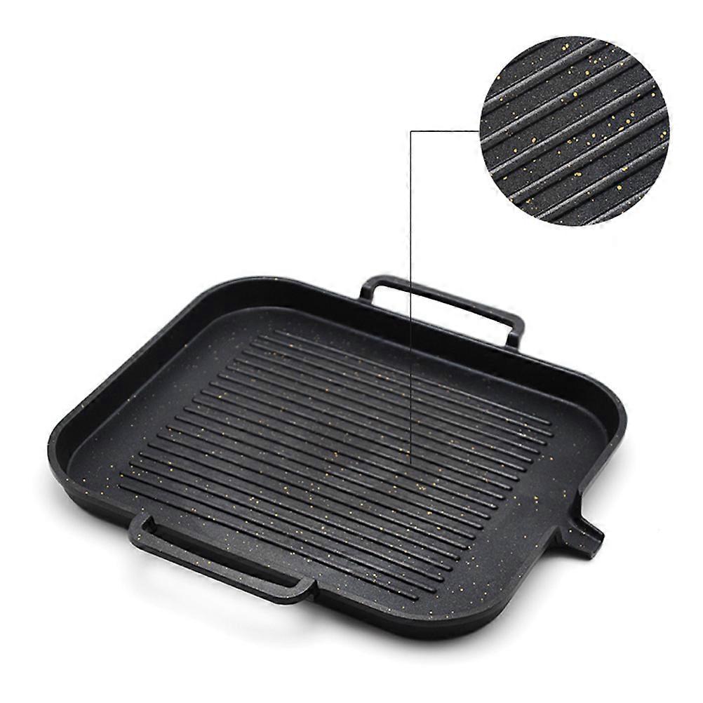 Bbq Grill Plate Grilling Pan Aluminum Material Rectangular Shape Indoor Cooking Home Users 1Pc