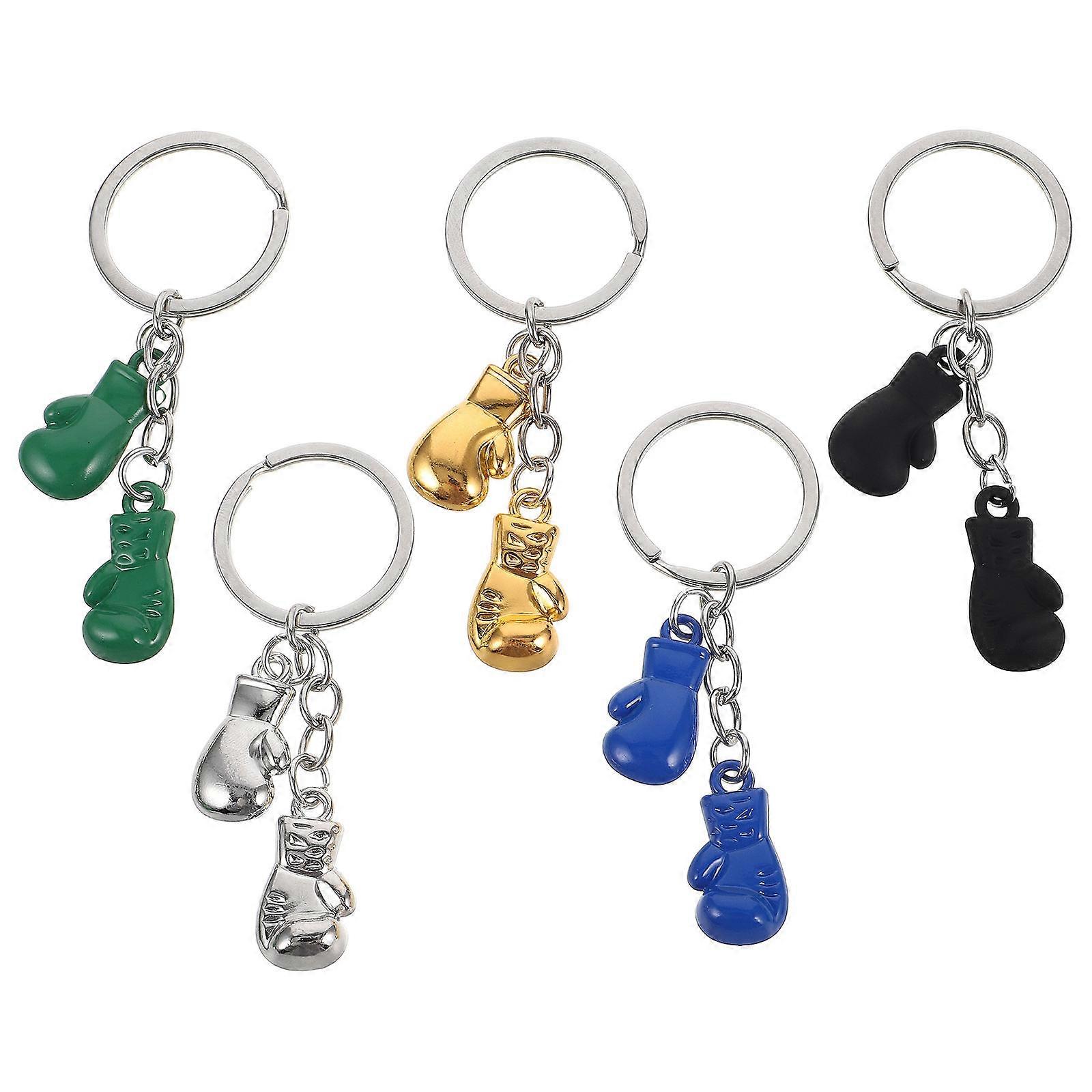 5pcs Mini Retro Boxing Gloves Keychain Lightweight Authentic Charm for Keys Bags Sports Lovers
