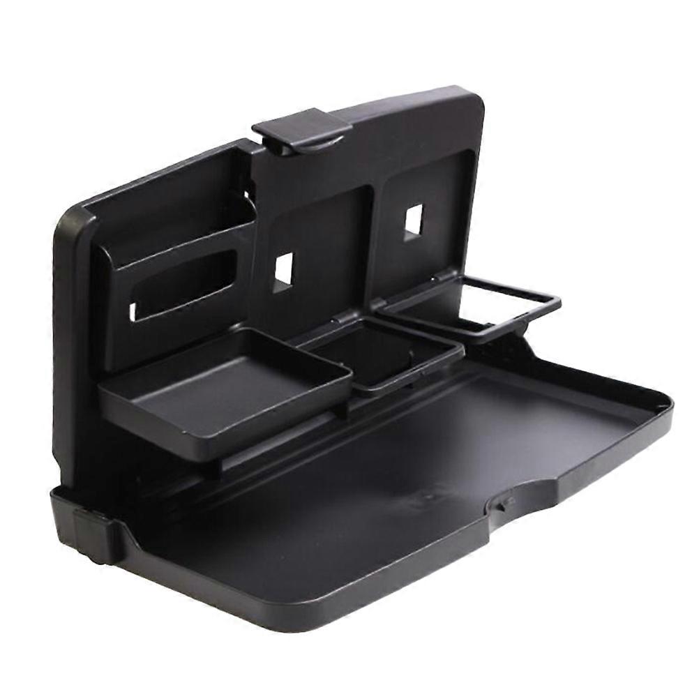 1Pc Auto Folding Dining Table Multifunctional Car Chair Back Tray with Beverage Can Bottle Holder and Storage Rack Black