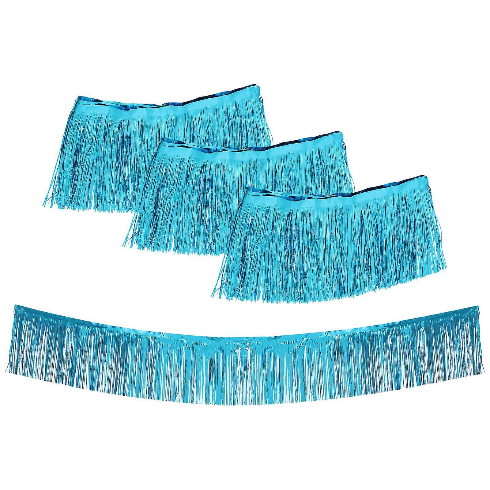 4 Pcs Metallic Foil Tinsel Fringe Table Skirts Elegant Decorations for Valentine Weddings Birthdays Versatile Celebration Backdrop