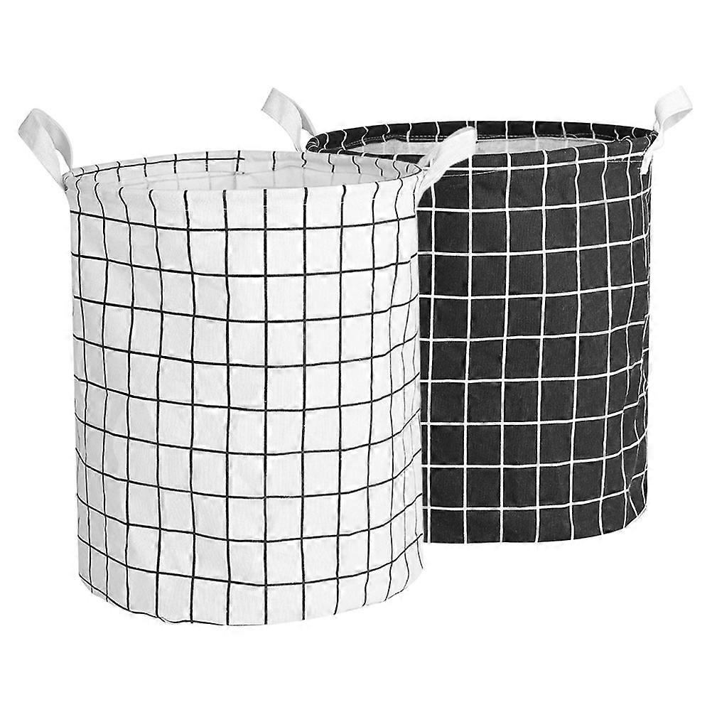 Multi-Function Storage Basket Foldable Room Laundry Room Cotton Cloth Convenient Handle 2Pcs
