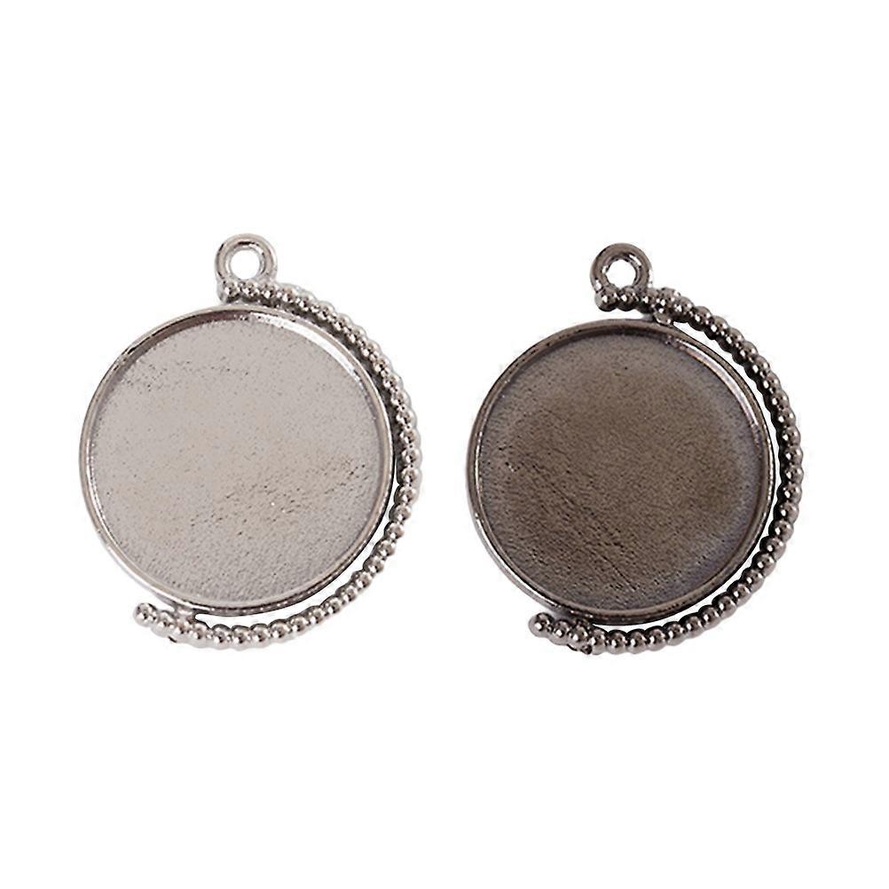 ラウンドブランクベゼルペンダントセット時間回転ダブルサイドペンダント母親ギフト10個ガンブラック&ホワイトK