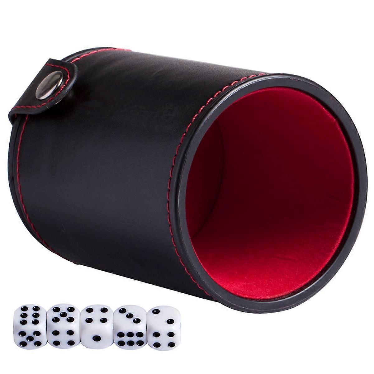 PU Dice Cup With Double Lid - 1 Set, Includes Dice, For KTV Bar And Board Games, Storage Solution For Game Entertainment