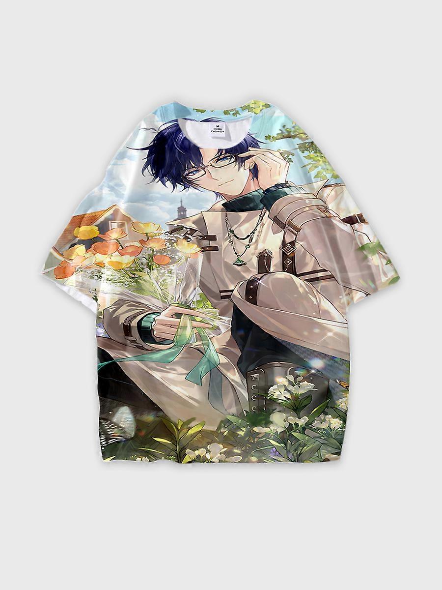 T-shirt round neck Role Pattern loose short sleeve E3138