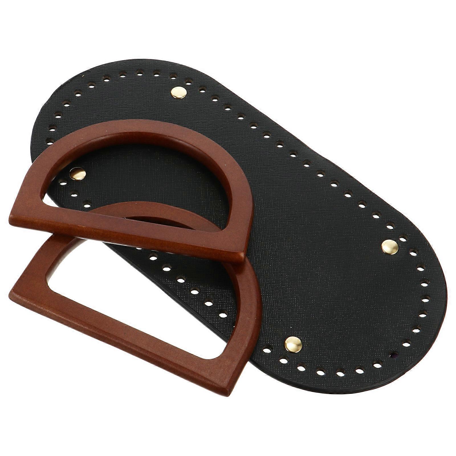 Diy Handbag Handles With Pu Bottom Versatile Bag Accessories For Crochet Clutch Tote Projects Pre Drilled Smooth Touch Design