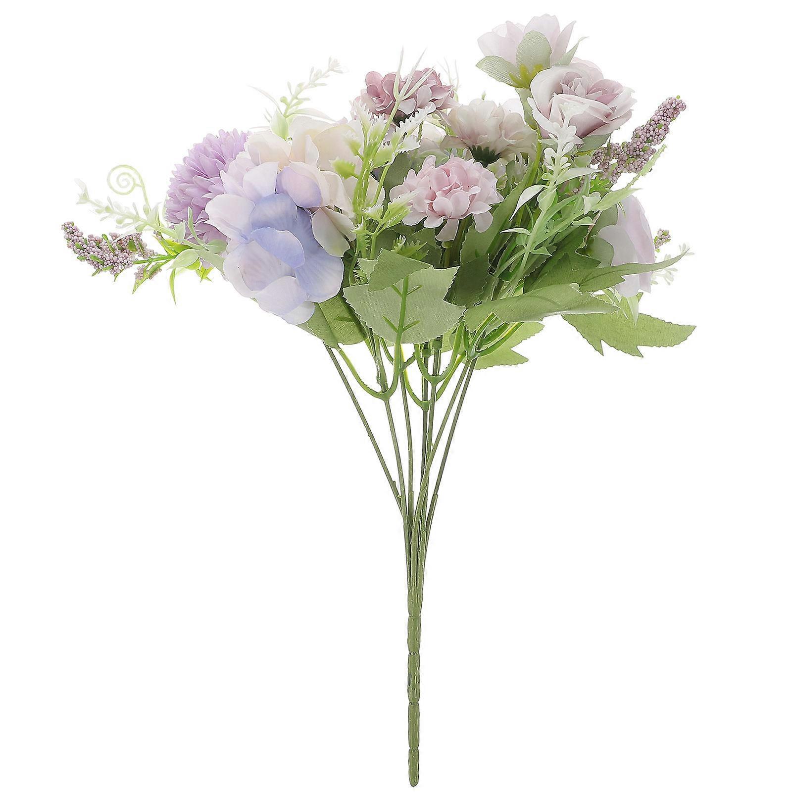 Violet Silk Artificial Rose Flower Bunch for Home Decor Lifelike DIY Roses Bouquet 7branch