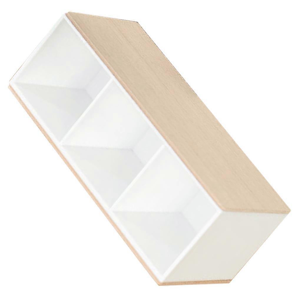 White Desktop Storage Organizer with Multiple Compartments for Pens Remote Controls and Cosmetics synthetic material