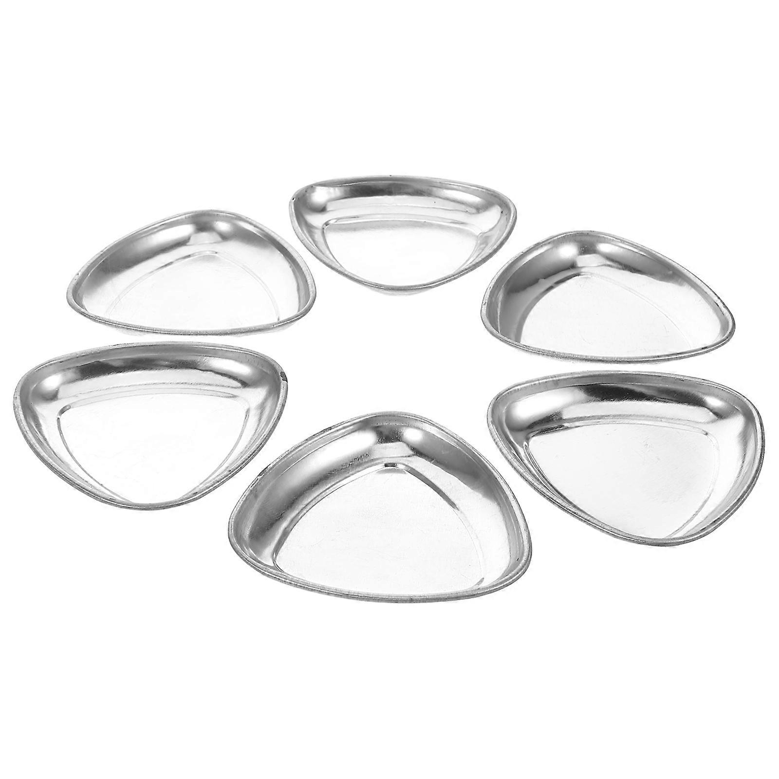 Paint Palette Multi-Function Painting Plate For Model Painting Round Color Palette Silver 7.00X6.90X0.90CM Durable Design 6Pcs