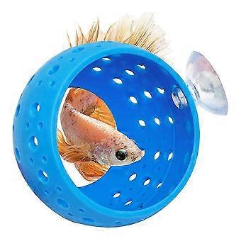 Blue Betta Fish Tunnel Hideout with Suction Cup - Aquarium Decoration for Safe Shelter & Stress Relief