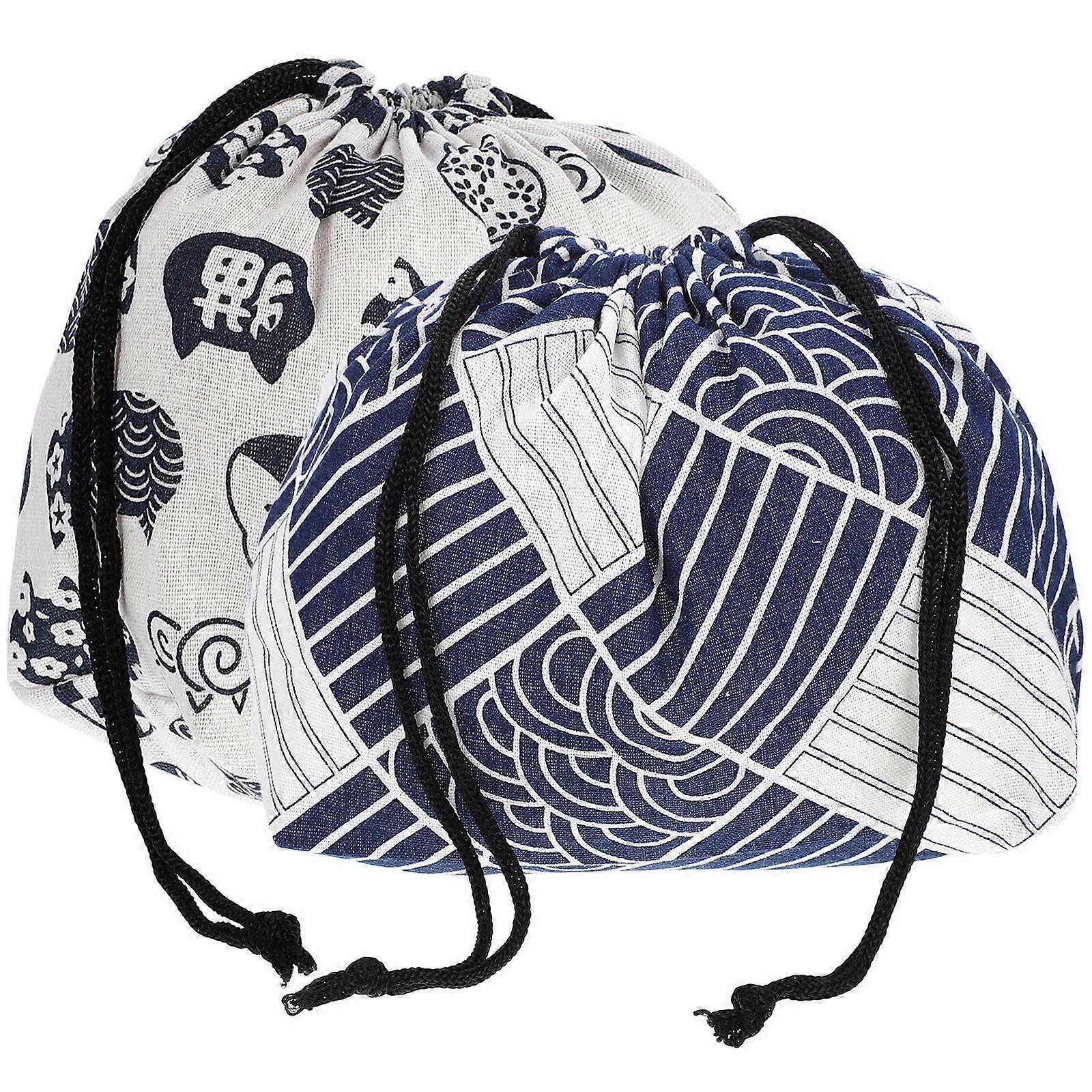 Lunch Bag For Women 2Pcs Japanese Style Rectangular Portable Assorted Color High Strength Storage For Home Kitchen