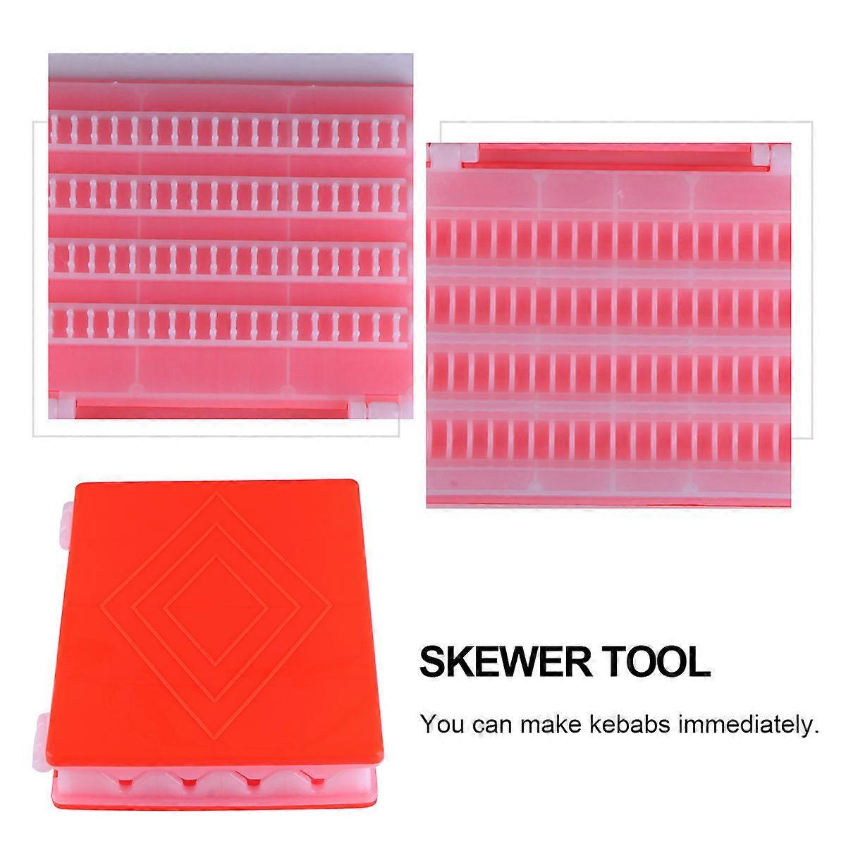Grill Skewer Device 1Pack Barbecue Tool For Home Use Efficiently Makes Kebabs While Saving Time And Preventing Hand Injury In Pink Color