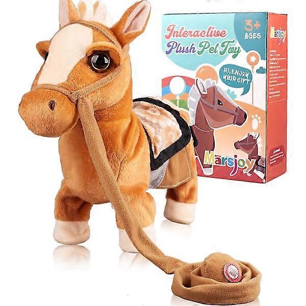 Walking Pony Toy Musical Singing Dancing Plush Interactive Pony Walk Along Toy Horse with Leash Pony Robot