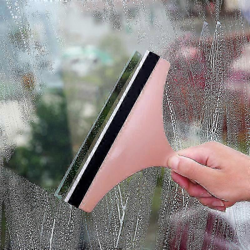 Silicone Window and Shower Scraper with Non-Slip Handle, 2-Pack Pink for Bathroom and Mirror Cleaning