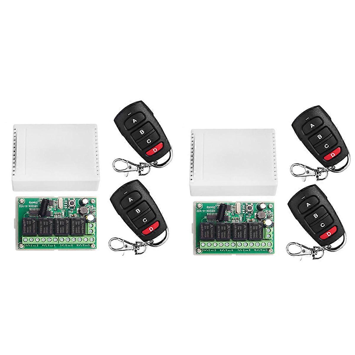 2X DC12V 24V 4CH Remote Control Switch 433M Receiving Control Four-Way Relay Module