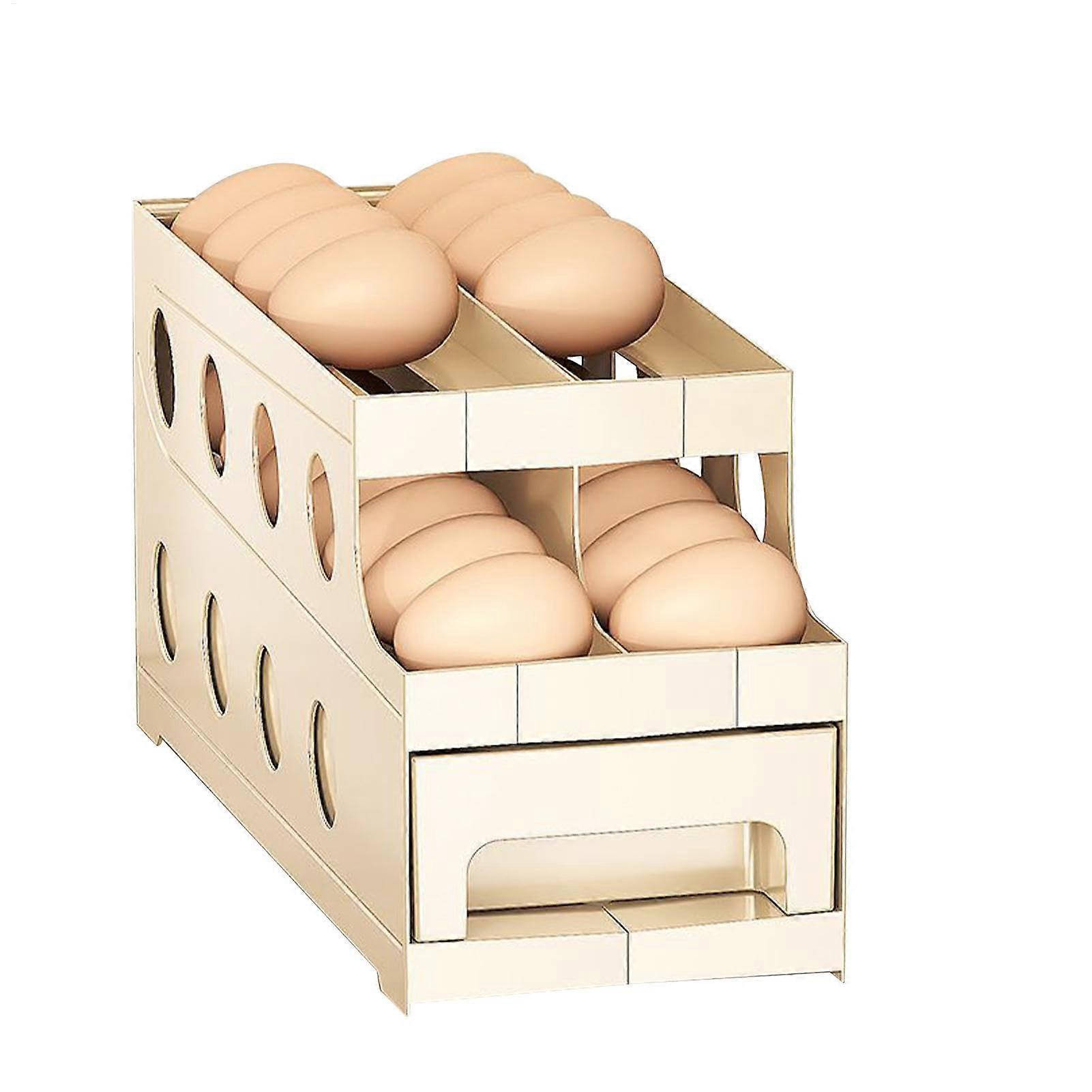 Automatic Rolling Egg Holder for Refrigerator  SpaceSaving Organizer, Beige Ref: 5651