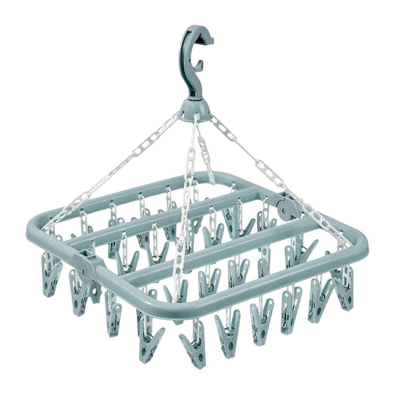 Foldable Sock Dryer Clothes Airer Underwear Hanger with 32 Clips Windproof Drying Rack Sock Hanger 360° Rotatable Hanger for Socks Underwear Towels