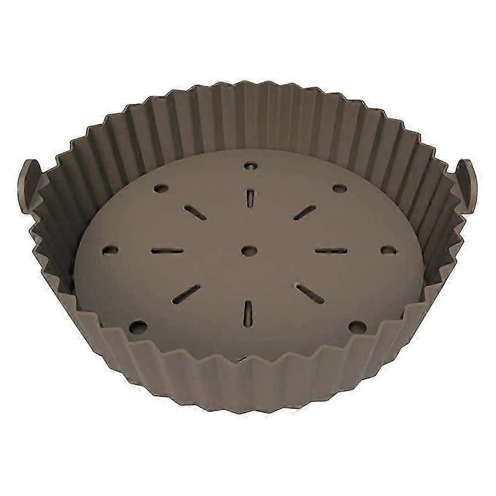 Pot de doublure de friteuse à air en silicone réutilisable de 10 pouces - Accessoire de cuisson brun antiadhésif pour un nettoyage facile et une friture sans huile