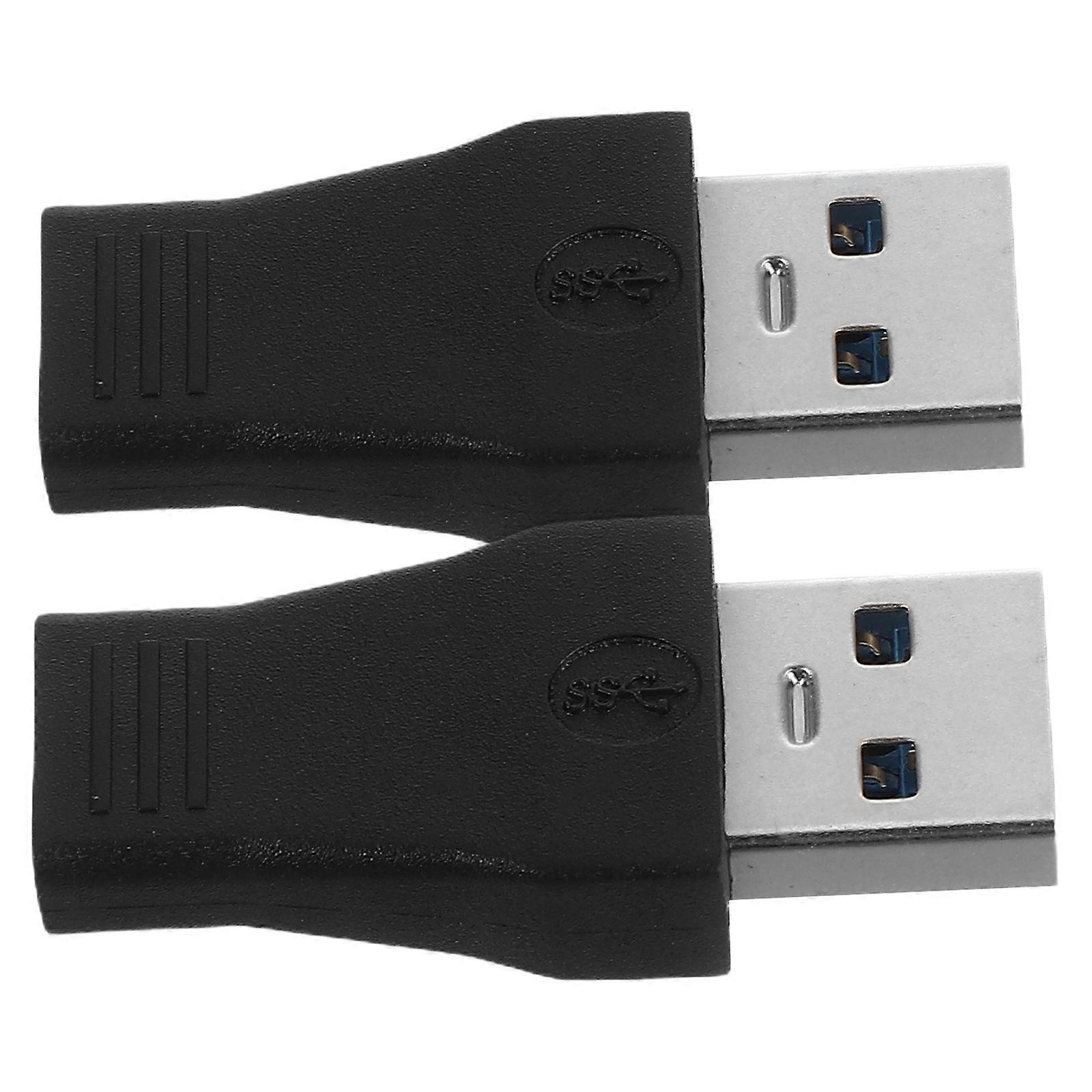 Black USB 3.0 Data Adapter with Type-C Connector for Phone Charging and Transferring 2PCS