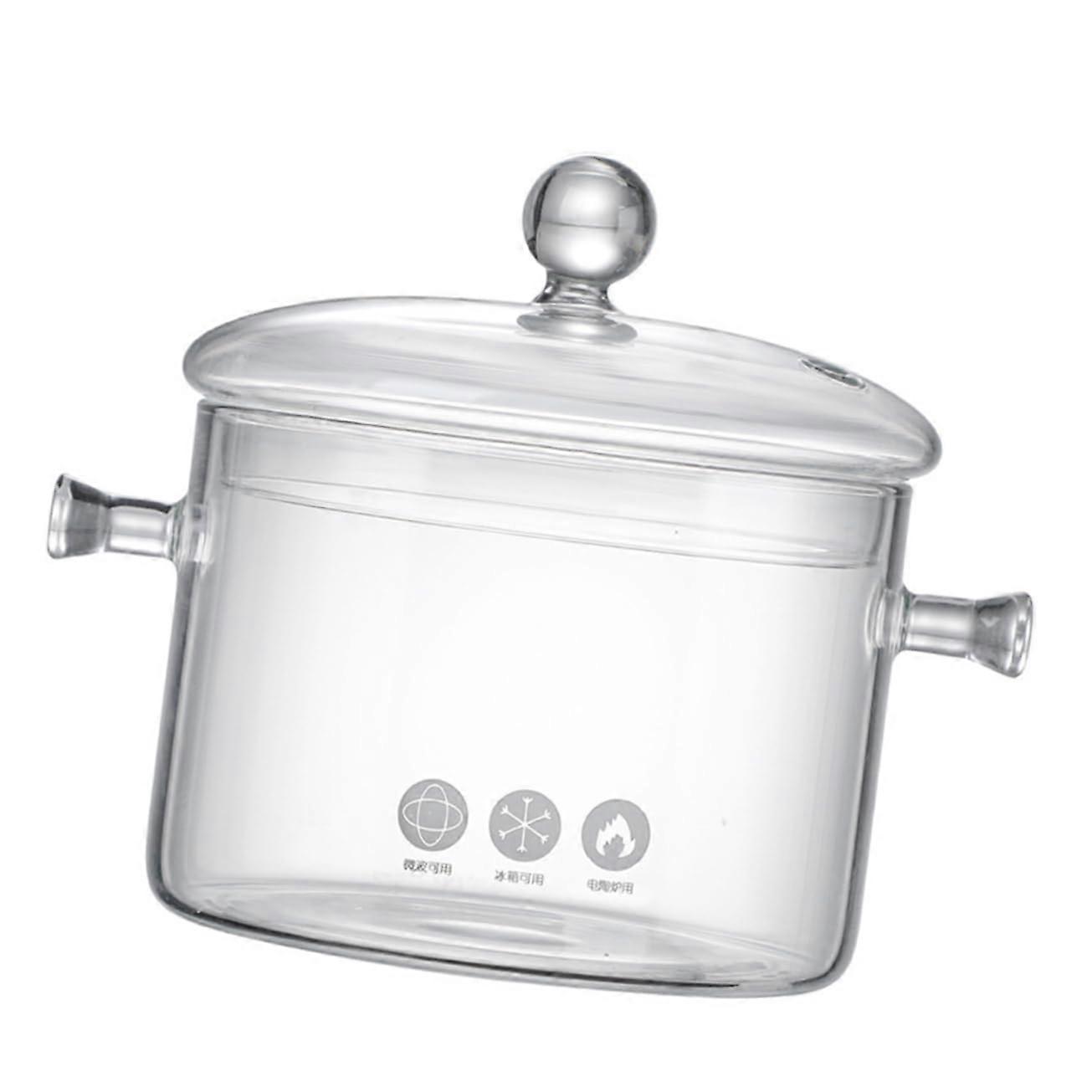 Heatresistant pot with lid for stove, transparent soup pot with double handles, multifunctional for household