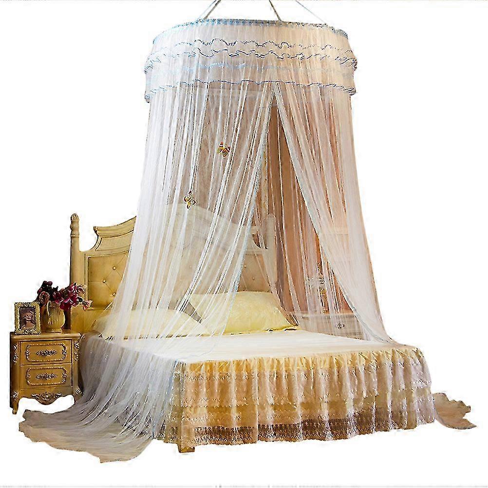 1Pc Ceiling Hanging Bed Canopy Dome Lace Mosquito Net Summer Bed Curtain For Bedroom (white)