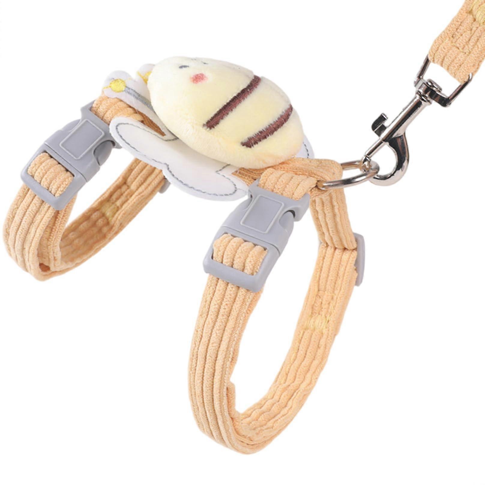 Adjustable Escape-Proof Cat Harness and Leash Set with Bee Decoration, Breathable Comfortable Walking Pet Gear