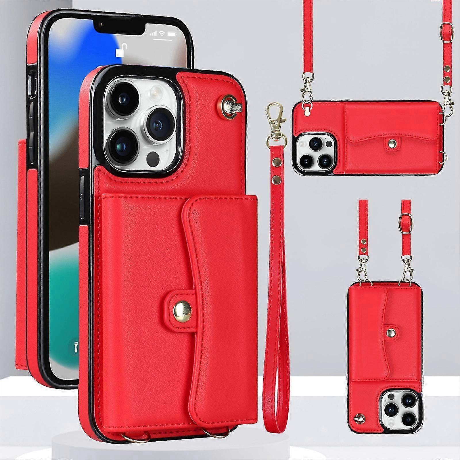 Case for iPhone 15 Pro Max/ 15 Ultra, Crossbody Case with Card Slots, Detachable Strap Wristlet Leather Protective Phone Cover