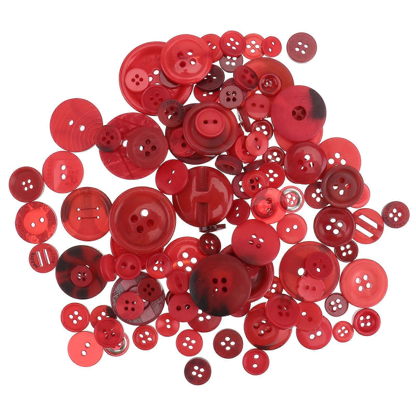 Resin Clothing Buttons 1 Set Around 600Pcs DIY Handmade Accessories Square Design Red Fashion Button Decorations