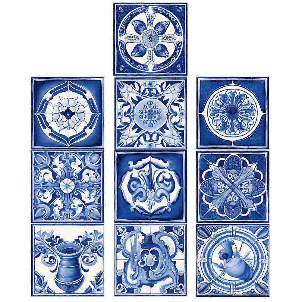Sturdy Moroccan Tile Stickers For Indoor Balcony Revamp 20cm Easy To Clean PVC 10Pcs Set