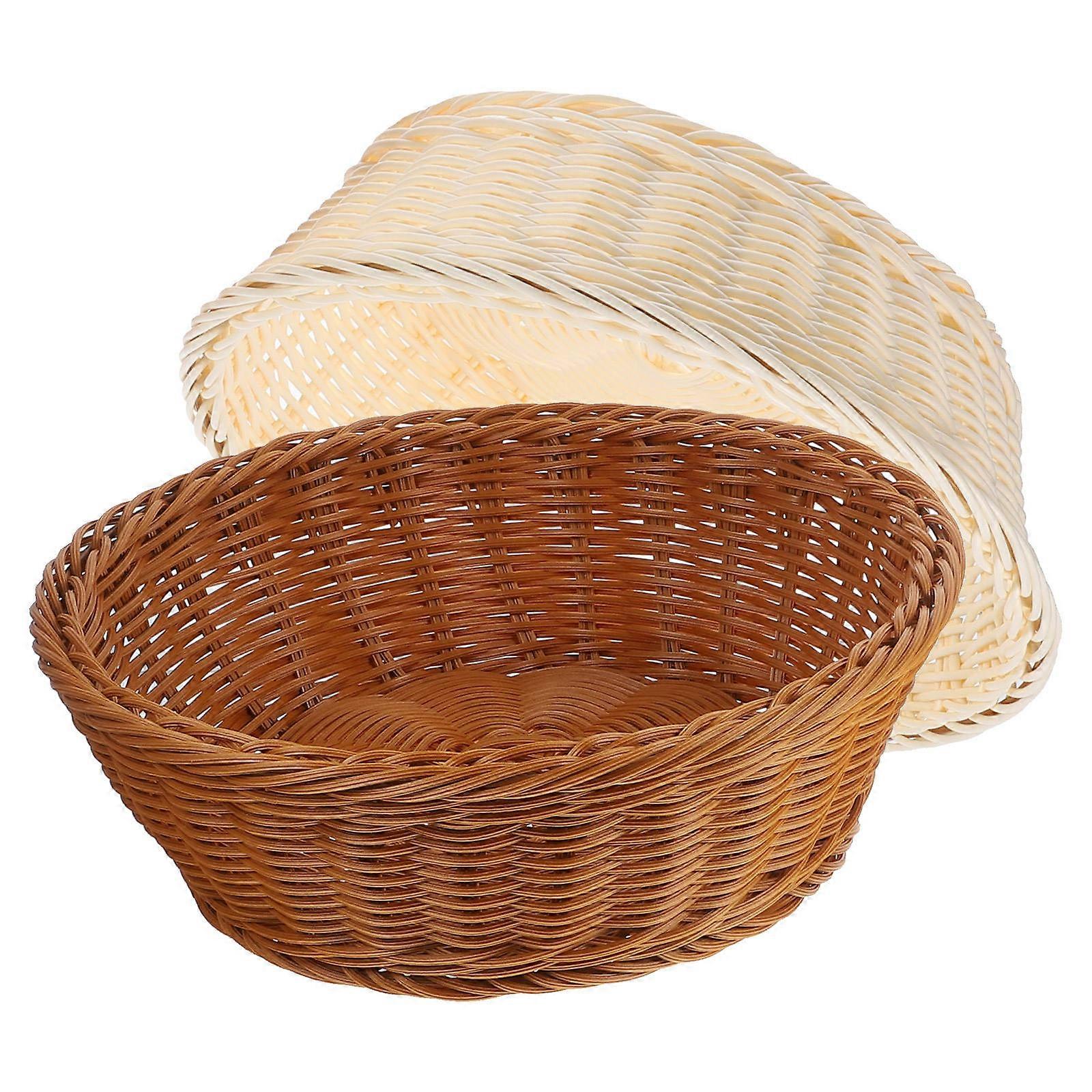 Woven Fruit Basket for Kitchen Storage Use Assorted Color PP Material Ideal for Breads and Snacks 2Pcs