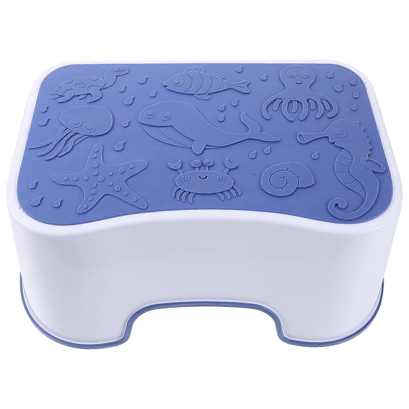 Blue PP Material Firm Footstool for Bathroom with Excellent Craft and Stability Easy to Clean