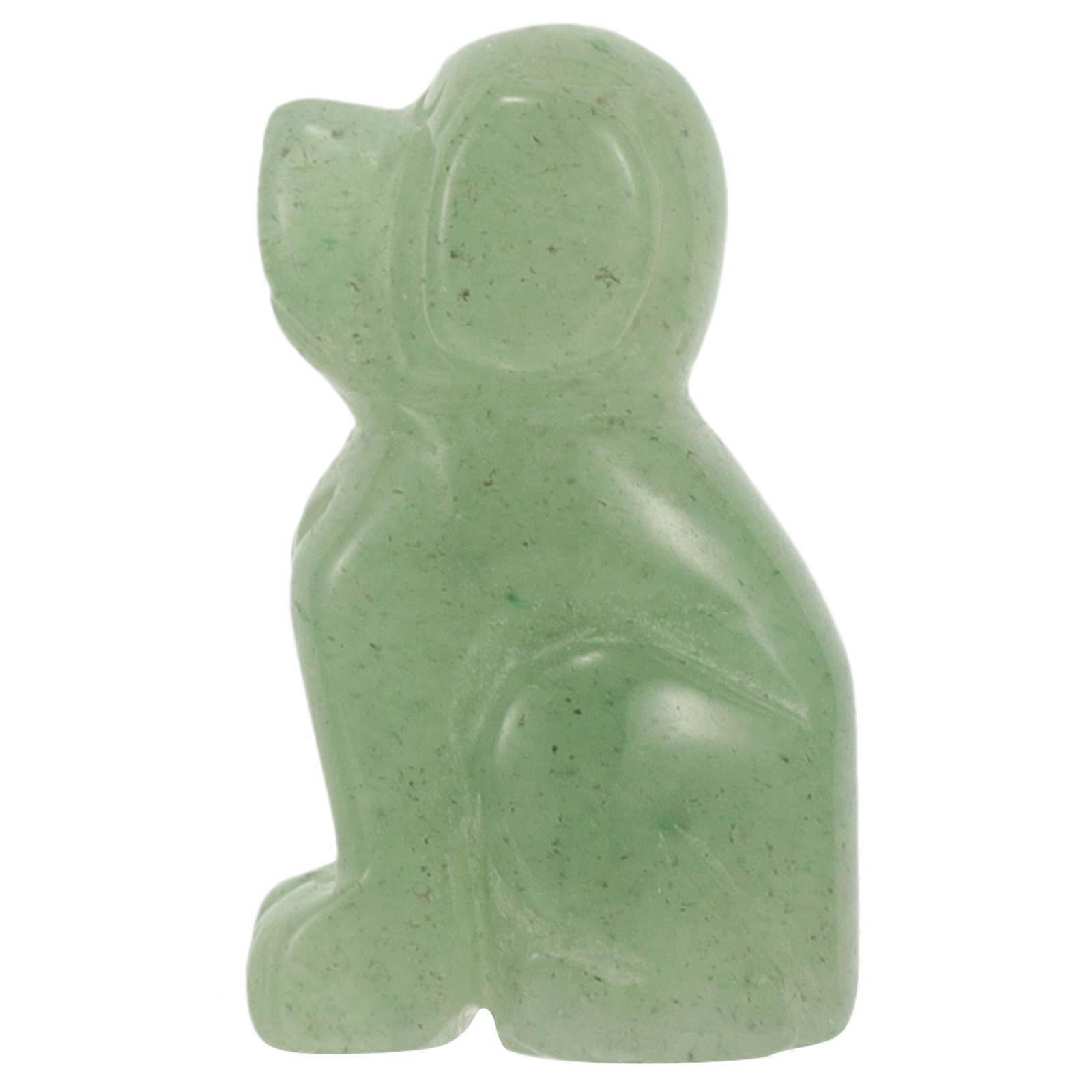 Mini Dog Figurines Stone Dog Shape Decoration Indoor Layout Green Color Ornament 1Pcs