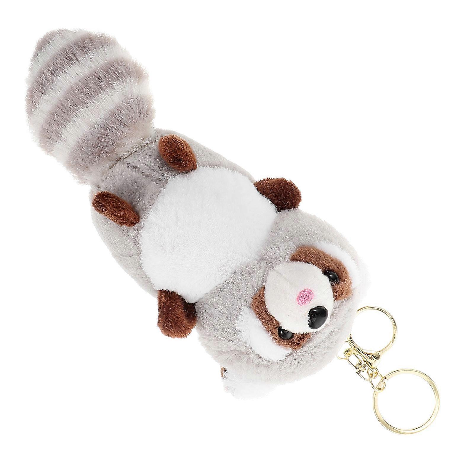 Raccoon Keychain Plush Pendant Keychain for Decor Grey Soft Plush