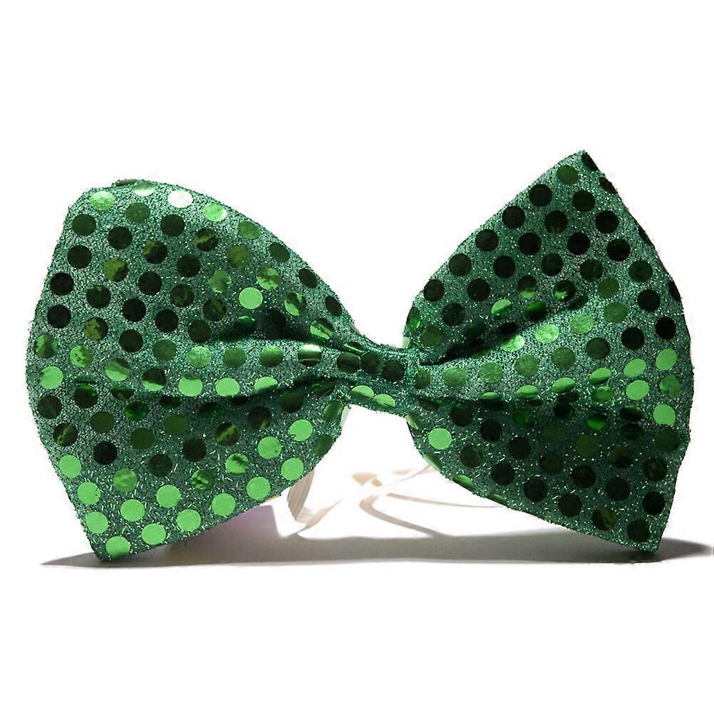 Green Sequin Adjustable Bow Tie Set Made of Cloth for Decoration 2 Pieces