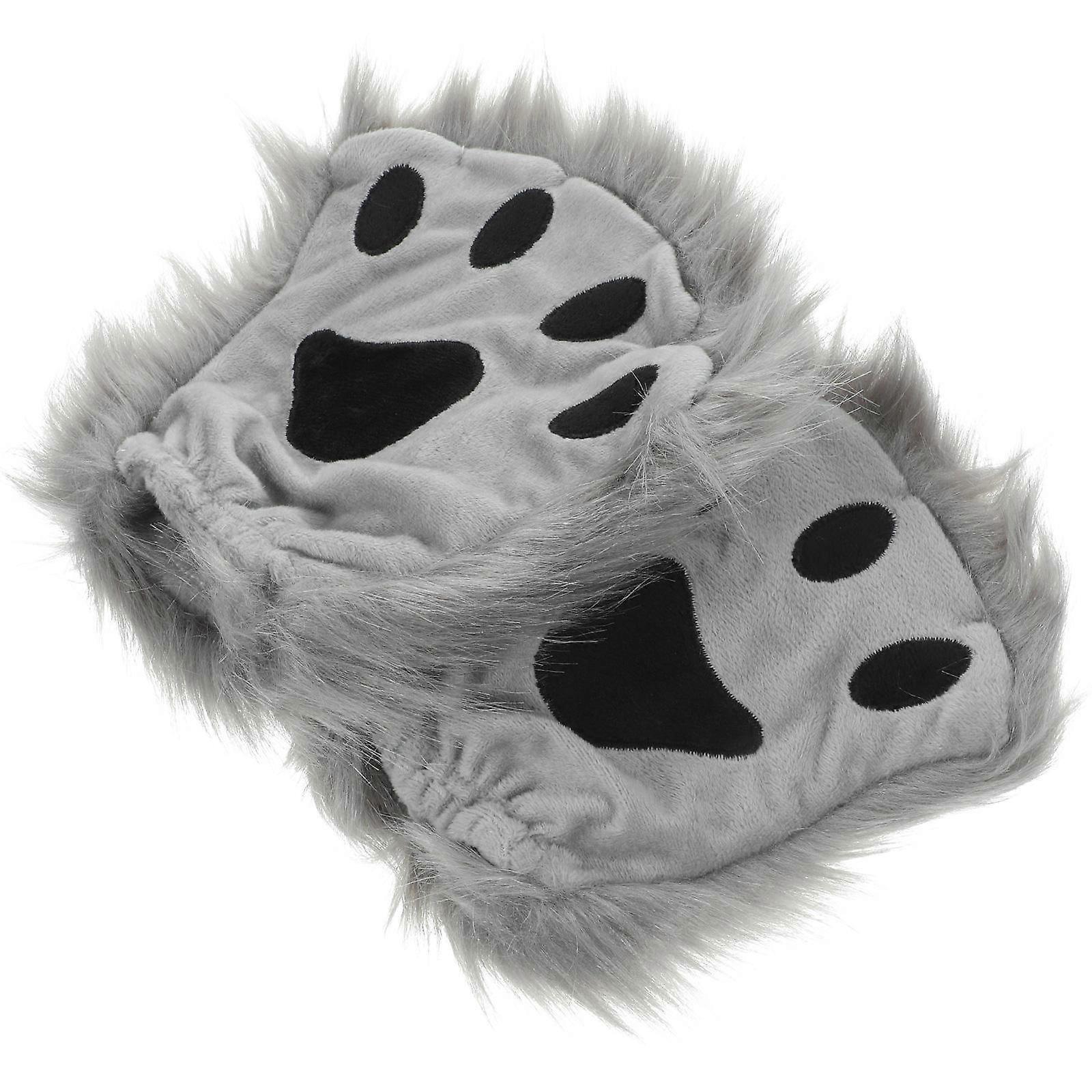 Animal Paw Fingerless Gloves Comfortable Grey Style For Friends And Sisters 1 Pair