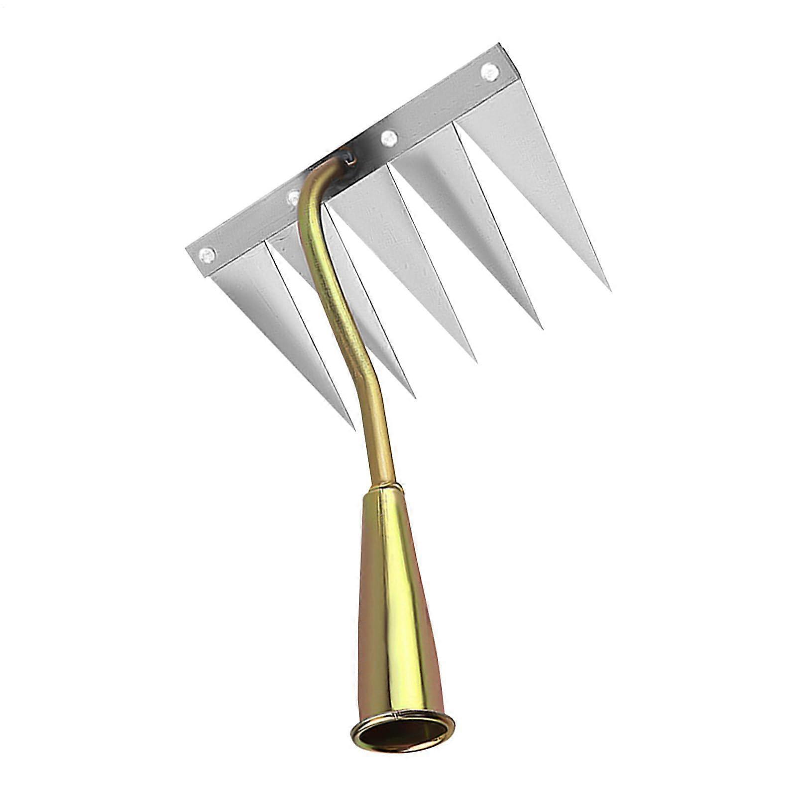Sturdy manual weeder, rust tool for removing soil and weeds, multifunctional for gardening with five teeth.