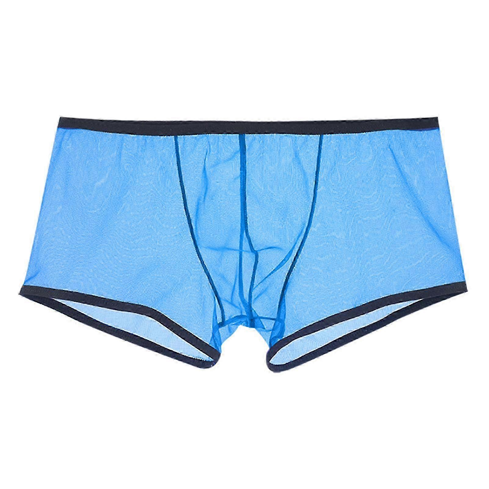Fianao Stretchy Low Waist Mesh Underwear with Color Matching U Convex Design and See-Through Fabric for Men's Panties