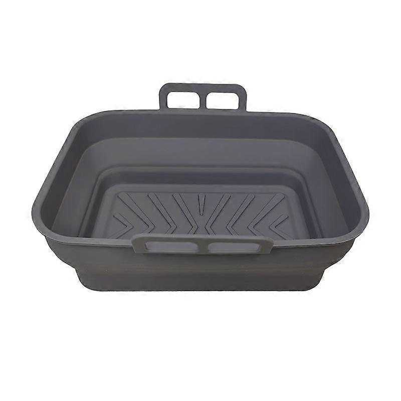 2 Pieces Gray Rectangular Foldable Air Fryer Cake Baking Silicone Baking Tray