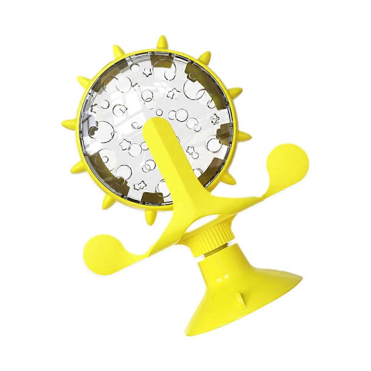 Feeding Kitten Feeder 1-Count Windmill Style Pet Dispenser For Kittens Training Food Dispensing Yellow