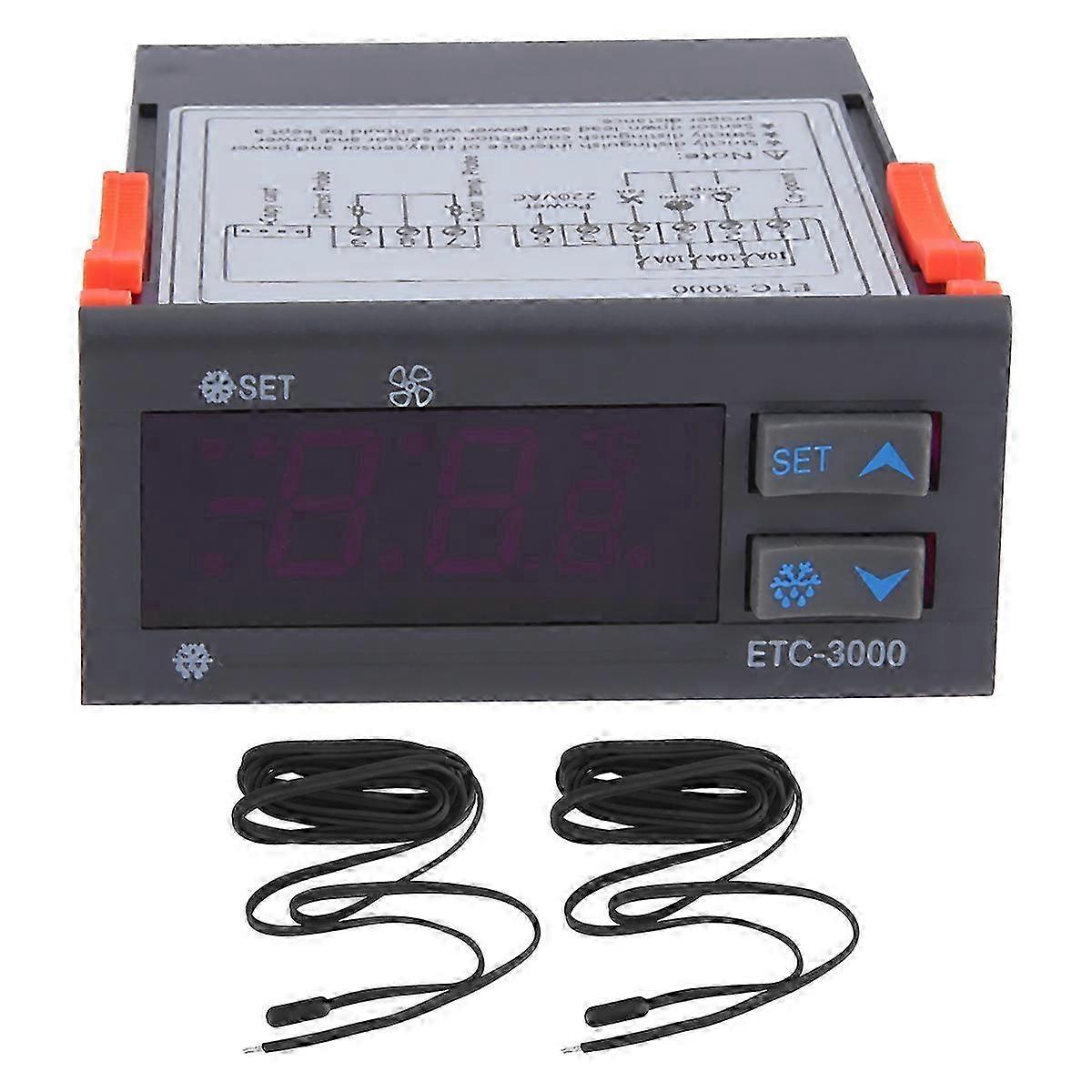 ETC-3000 Mini teplotní regulátor pro lednici - Dvojitý senzorový termostat Regulátor & Termoregulátor